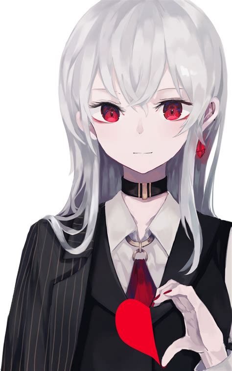 White Haired Red Eyes Anime Girl Wallpapers Wallpaper Cave