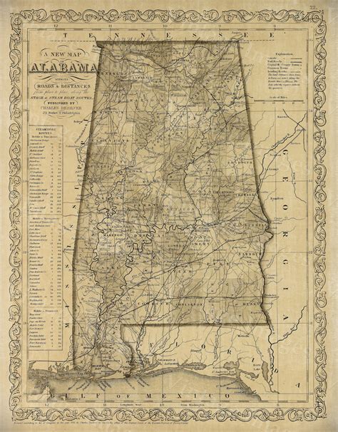 Alabama Map Antique Map Of Alabama Antique Restoration Etsy