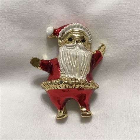 Vintage Santa Claus Enamel Christmas Brooch Pin St Nick By
