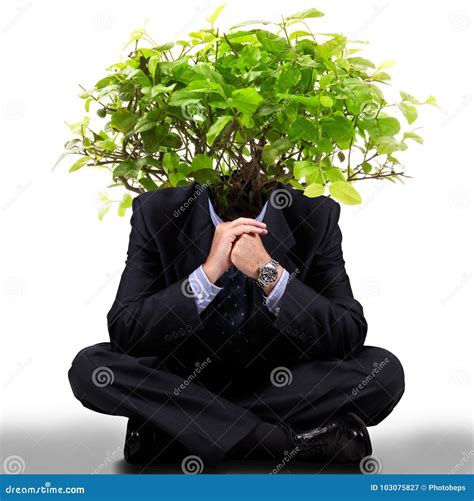 Man With A Tree On The Head Stock Image Image Of Patience Bonsai