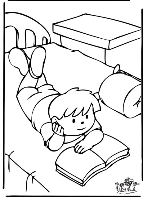 Reading 3 Children Coloring Page