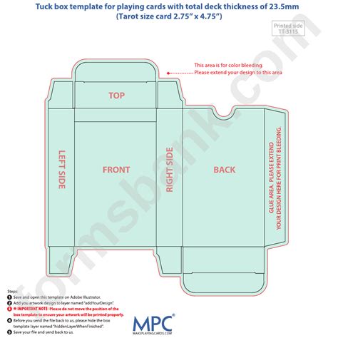 Card Box Template 235mm Thickness Printable Pdf Download