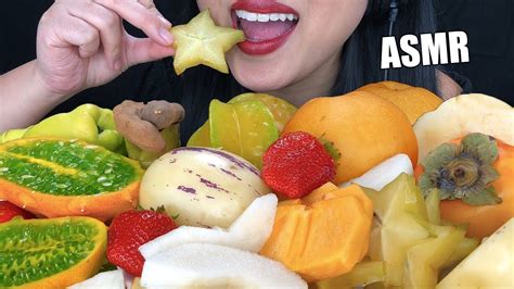 Asmr Exotic Fruit Platter Crunchy And Juicy Eating Sounds New Fruits