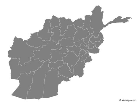 Grey Map Of Afghanistan With Provinces Free Vector Maps Map Vector