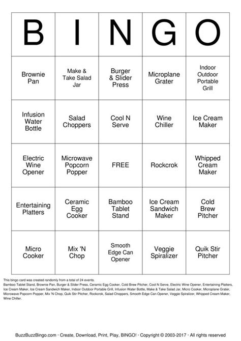 Pampered Chef Bingo Cards To Download Print And Customize