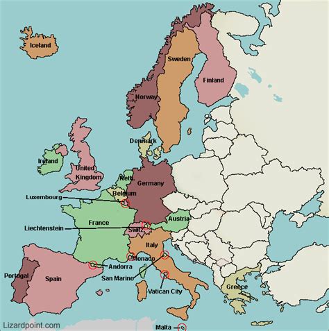 Map Western Europe Color 2018