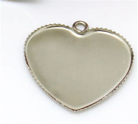 20pcs Stainless Steel Heart Shaped Blank Pendant Settings 25mm Etsy