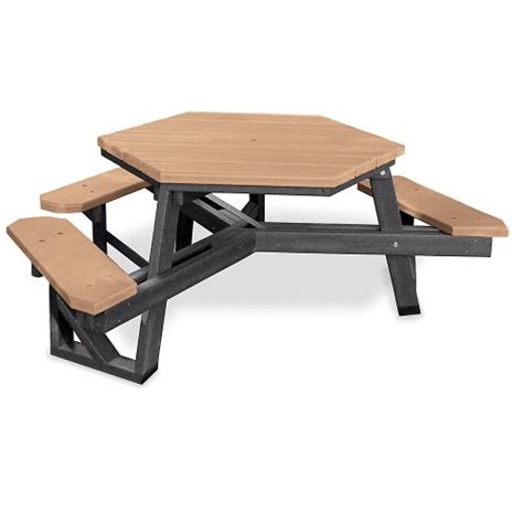 Jayhawk Plastics Hex Picnic Table 6l Ada Compliant Green Frame Cedar