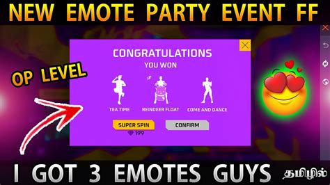 i got 2 rare emote new emote party event free fire tamil emote party event spin tamil youtube