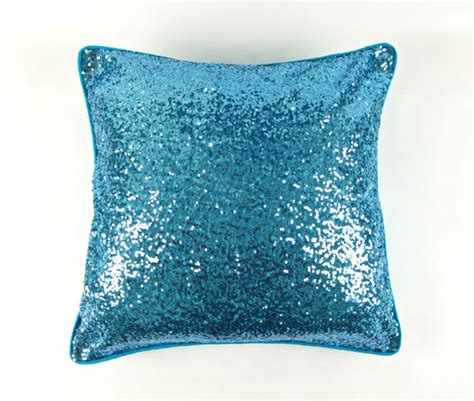 Festive Sparkle Pillow Baby Blue Sequin Accent By Fusionhomestudio