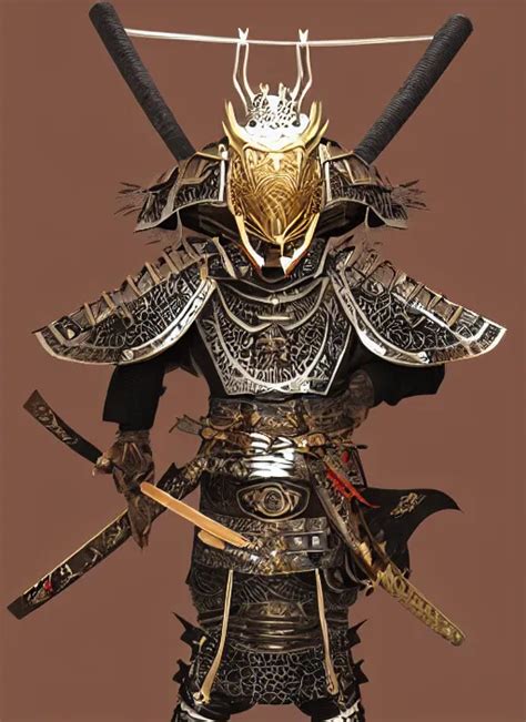 A Dragon Inspired Japanese Samurai Armor Holding A Stable Diffusion