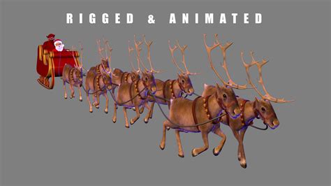 3d Santa Sleigh Reindeer