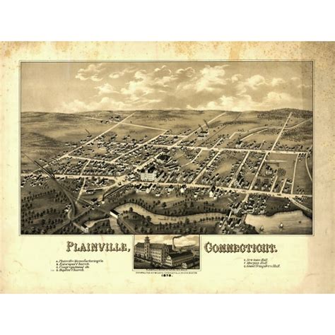 Historic Map Of Plainville Connecticut 1878 Hartford County Poster
