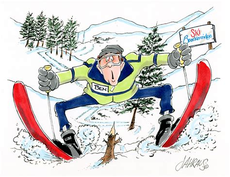 Treeline Skier Cartoon Fun T For Skier