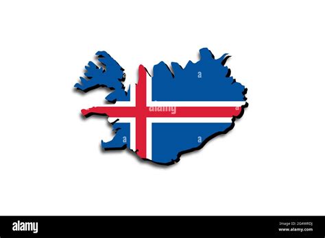 Outline Map Of Iceland With The National Flag Superimposed Over The