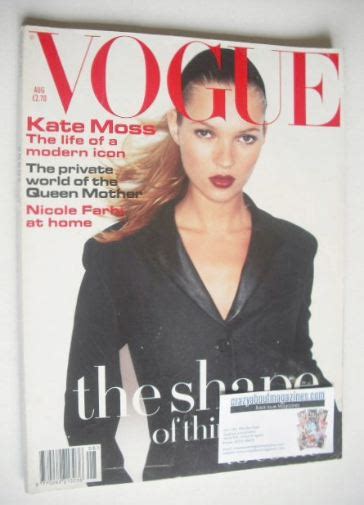 British Vogue Magazine August 1994 Kate Moss Cover