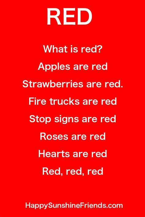 kids poem red color ended   song httpswwwyoutubecomwatch