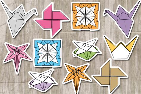 Origami Traditional Models Clip Art Illustrations