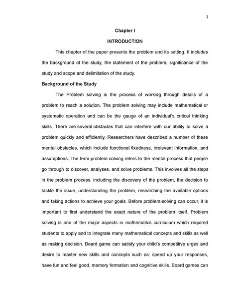 Chapter 1 To Print Sample Research Paper Chapter I Introduction