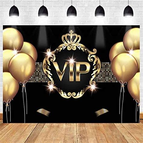 Buy Vip Birthday Party Backdrop For Photography Golden Balloon Black