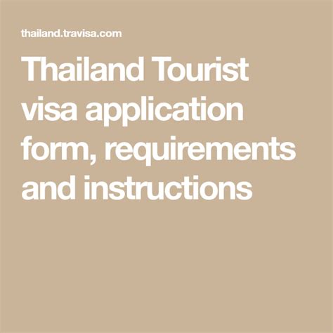 Thailand Tourist Visa Application Form Requirements And Instructions