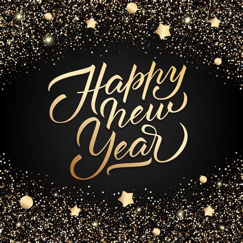 Premium Vector Happy New Year Greeting Card With A Glitter And Lettering