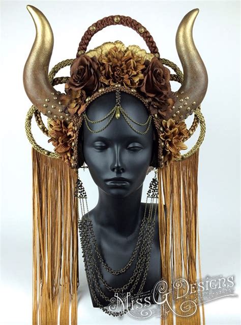 Gold Floral Horn Headdress Headdress Fantasy Costumes Headpiece