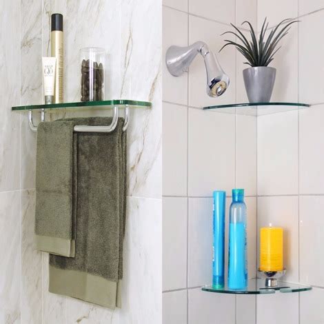 A single glass wall shelf unit will hold and store all the clutter that is currently on your bathroom vanity or sink countertop. Glass Bathroom Shelves | Floating Shelves for Bathroom ...