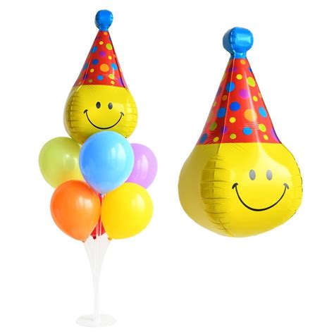32inch 4d Hat Smile Face Foil Balloons Cute Yellow Smiley Helium