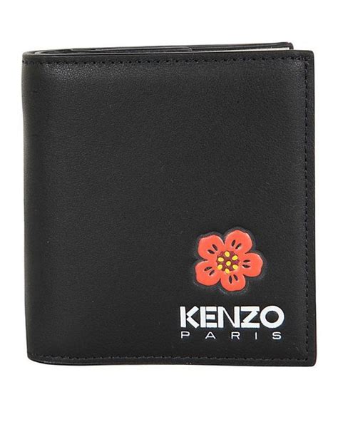 Kenzo Leather Crest Bifold Wallet In Black For Men Lyst Uk