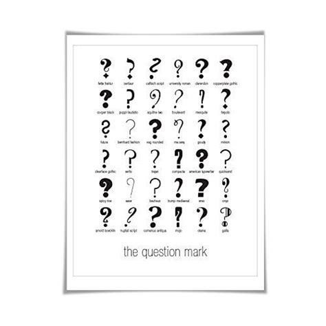 36 Question Marks Punctuation Print 60 Colours5 Sizes Fonts Poster