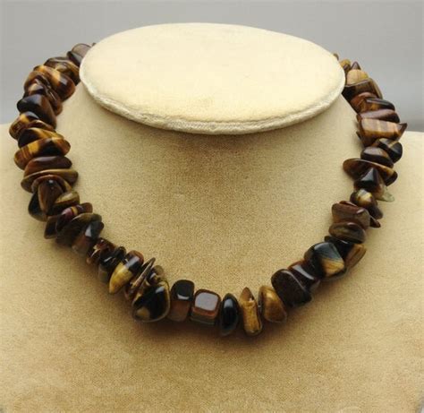 Tigers Eye Nugget Choker Necklace 15 Inch By WoodrowsWhatnots