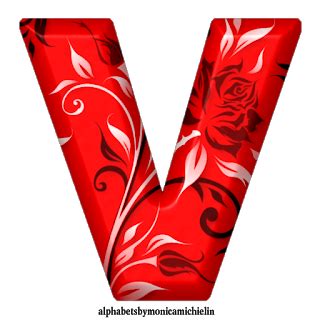V is a roman five and at the . Monica Michielin Alfabetos: ORNAMENTAL FLOWER ARIAL RED ...