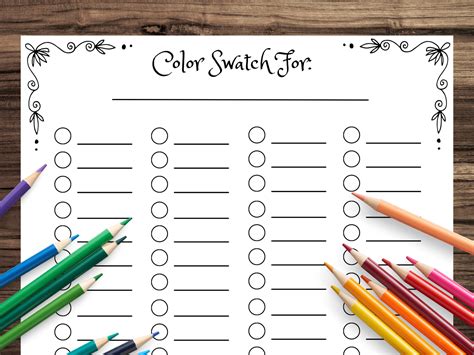Printable Blank Color Swatch Chart