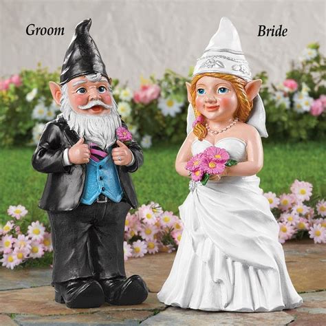 Happy Couple Gnome Garden Statues Outdoor Wedding Decoration Garden