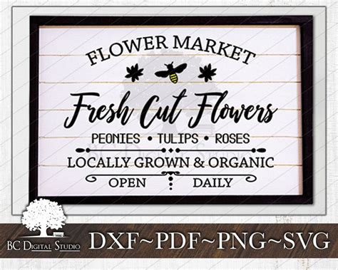 Farm Fresh Flowers Svg Spring Farmhouse Sign Svg Digital File Download