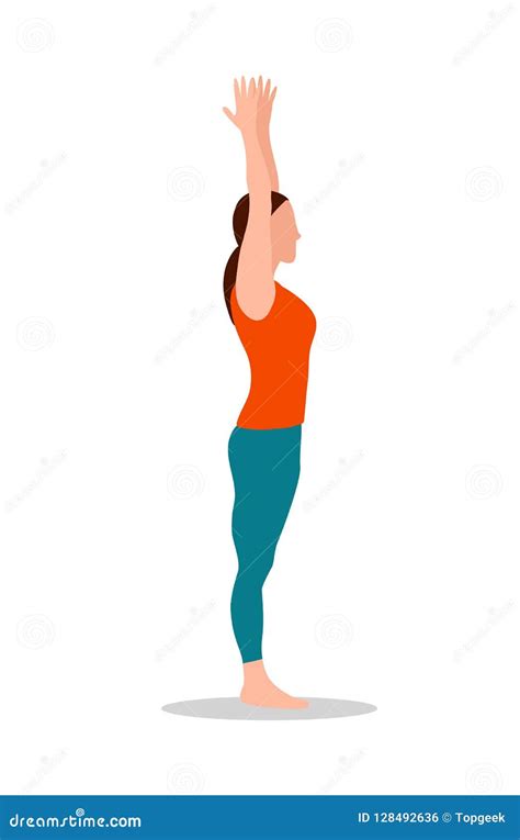 Arms Up Pose Of Yoga Standing Vector Illustration Stock Vector