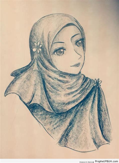 Anime Hijabi Pencil Drawing Drawings Prophet Pbuh Peace Be Upon Him