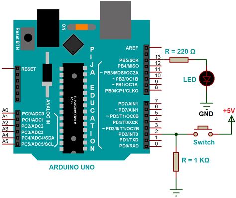 Interfacing Of Switch And Arduino Turn On Led Using A Switch