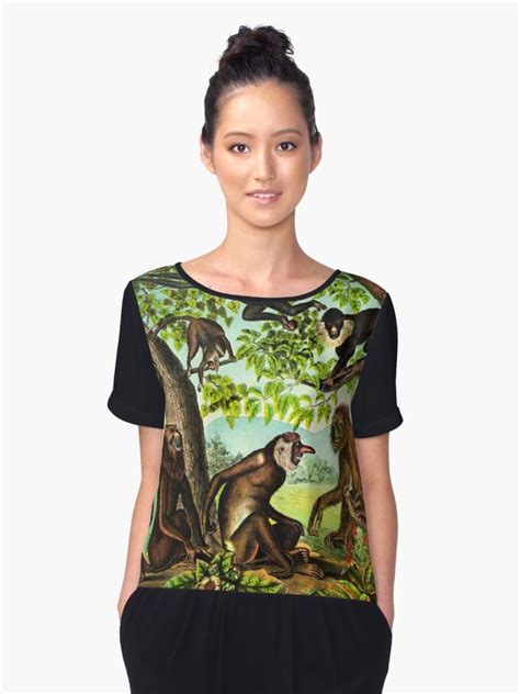 Primates Graphic T Shirt By Planetterra Chiffon Tops Fashion Print