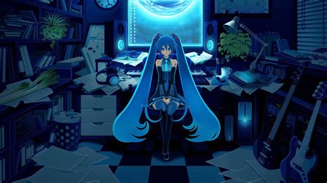 Tapety Ilustrace Dlouh Vlasy Anime D Vky Modr Vlasy Modr O I