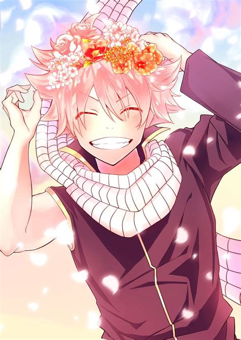 Natsu Dragneel Smiling Cute Flower Crown Fairy Tail Anime Fairy
