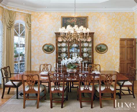 Traditional Dining Room With Antique Table Luxe Interiors Design