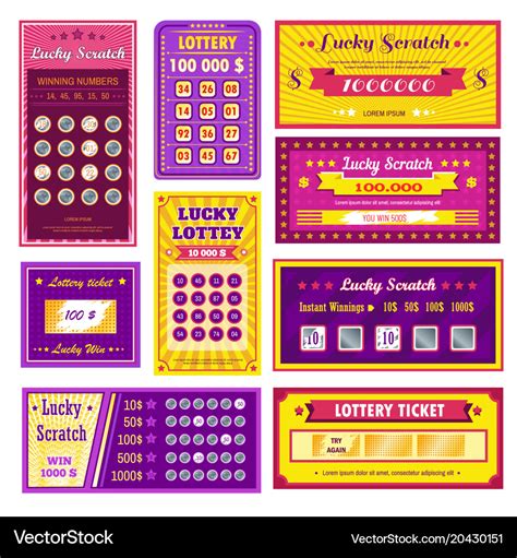Lottery Tickets Lucky Scratch Bright Glossy Vector Image