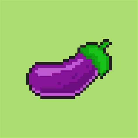 Premium Vector An Eggplant With Pixel Art Style