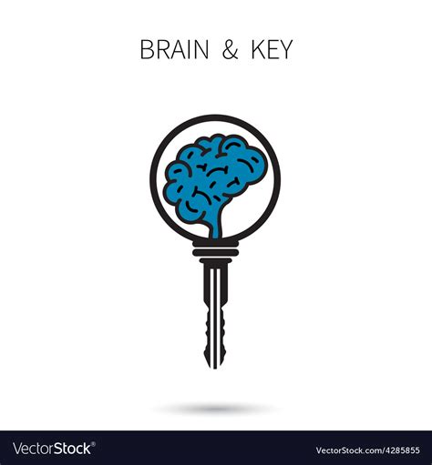 Creative Brain Sign With Key Symbol Royalty Free Vector