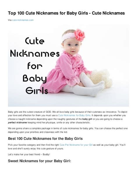 Top 100 Cute Nicknames For Baby Girls Cute Nicknames