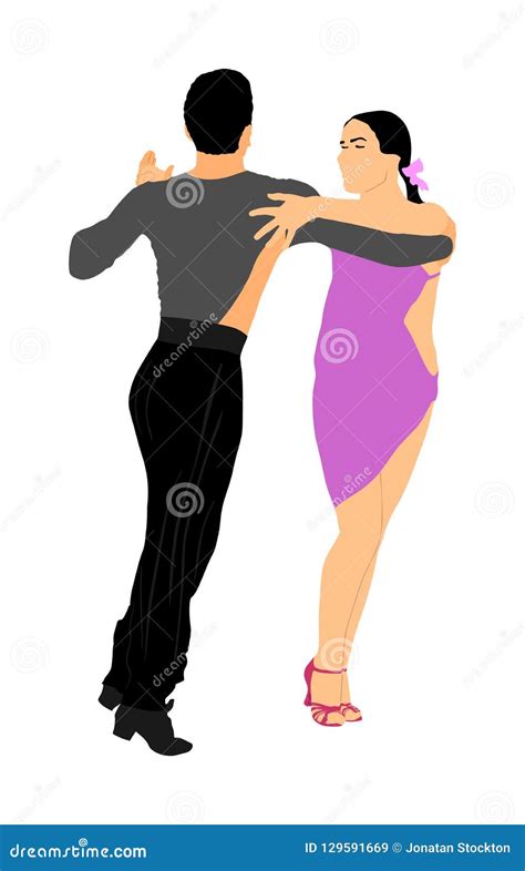elegance tango latino dancers vector illustration isolated on white background dancing couple