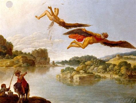 Carlo Saraceni The Fall Of Icarus Ancient Paintings Oil On Canvas