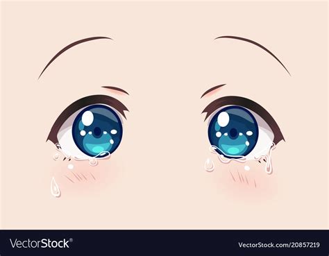 Crying Eyes Anime Manga Girls Royalty Free Vector Image
